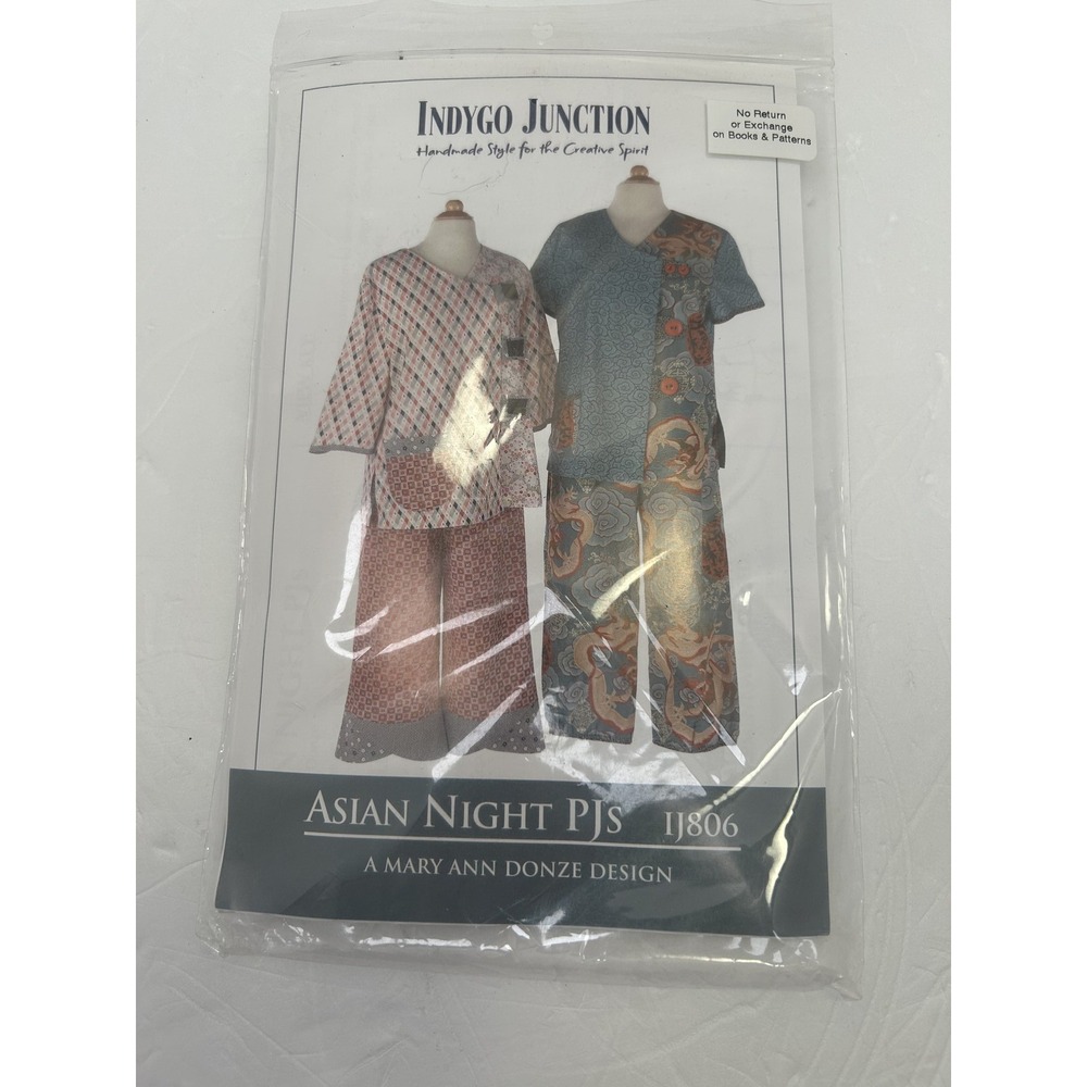 Indygo Junction Asian Night PJs Sewing Pattern IJ806 S-XXL Uncut Mary Ann Donze